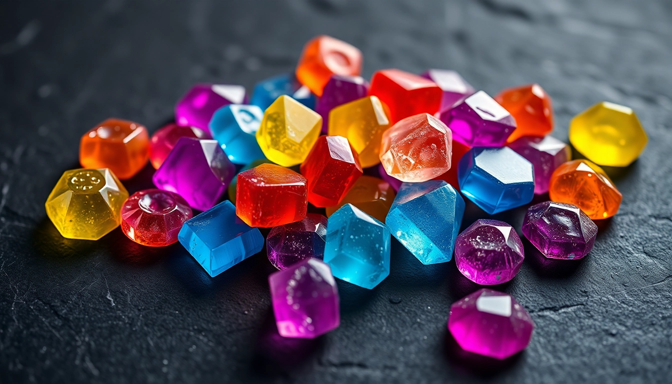 Enjoying Gemini Crystal Candy's stunning crystal-shaped flavors, featuring intricate designs and vibrant colors.