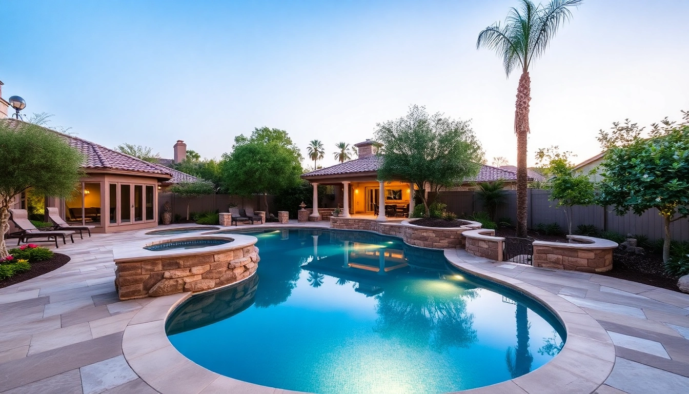 Enhance your outdoor space with stunning Hardscapes & Pools surrounded by vibrant landscaping and elegant details.