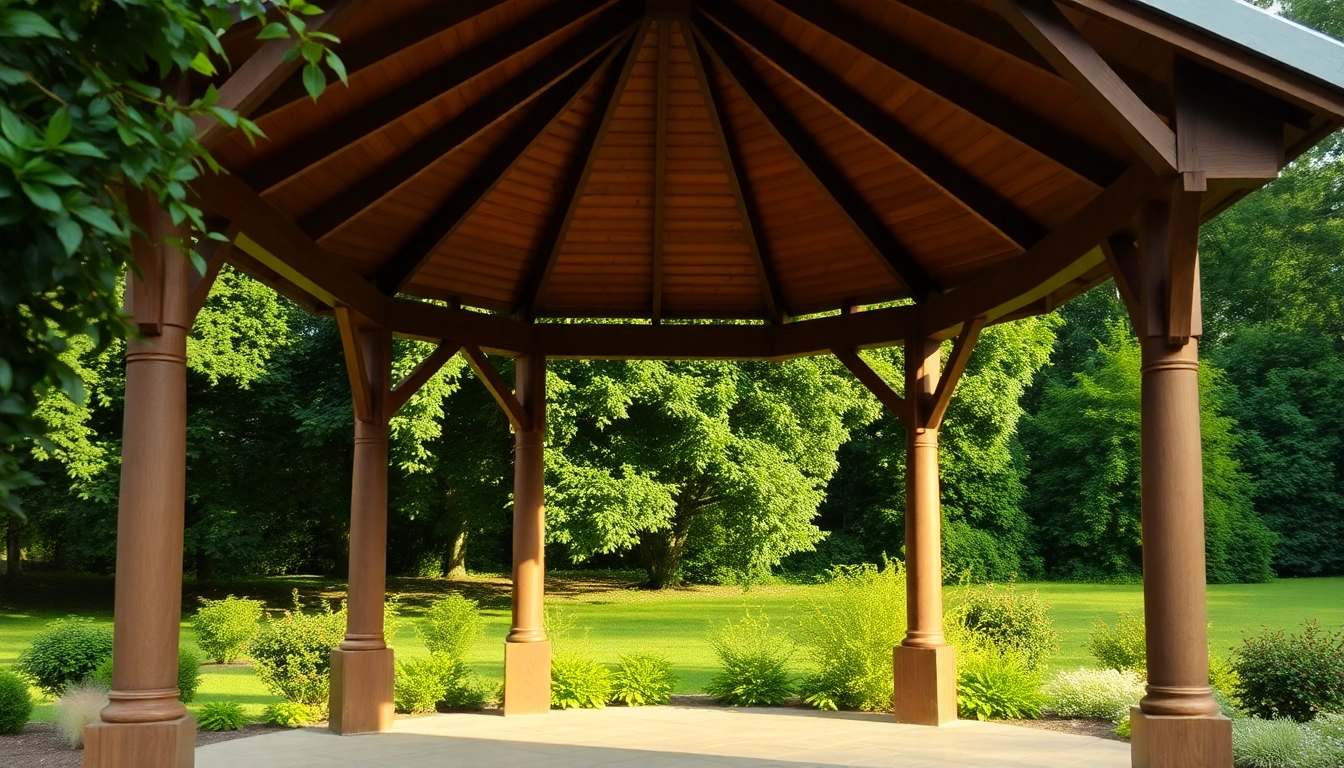 Set up a beautiful gazebo in Ireland surrounded by greenery for outdoor gatherings.