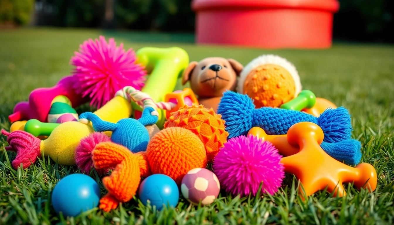 Interactive assortment of pet toys showcasing various textures and colors for engaging playtime.