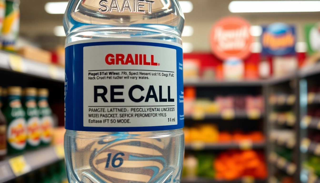 View of a Fiji water bottle labeled for fiji water recall 2024 showcasing its recall information.