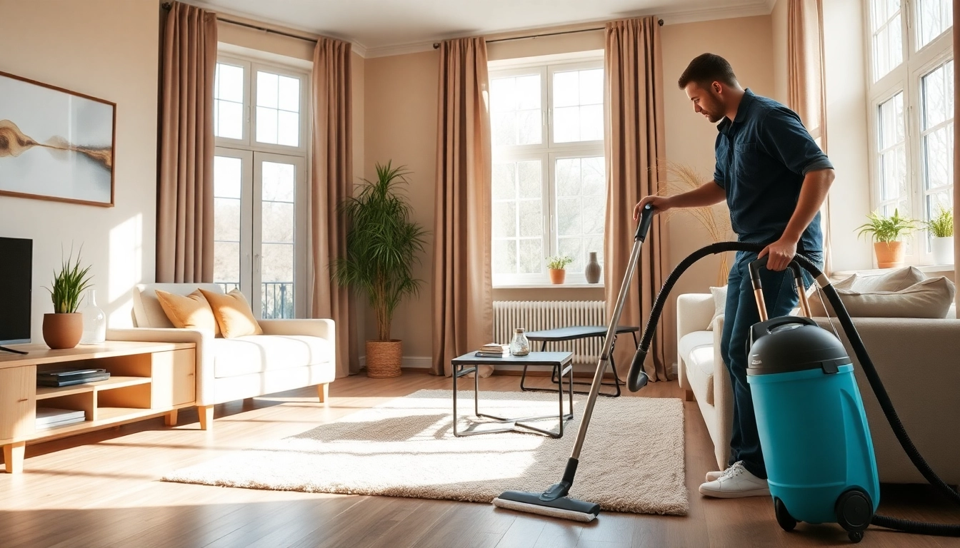 Professional cleaning company in Jacksonville revitalizing a bright living room with meticulous care.