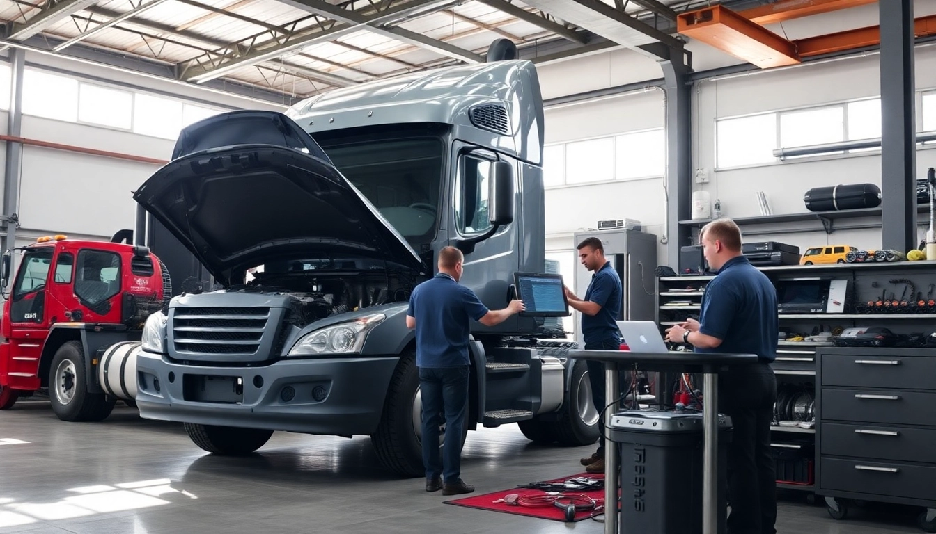 Providing comprehensive truck diagnostic and repair services in a professional workshop with expert mechanics.