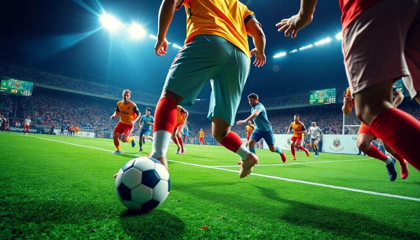 Track ราคาบอล with live football action and vibrant team colors highlighting the excitement of the game.