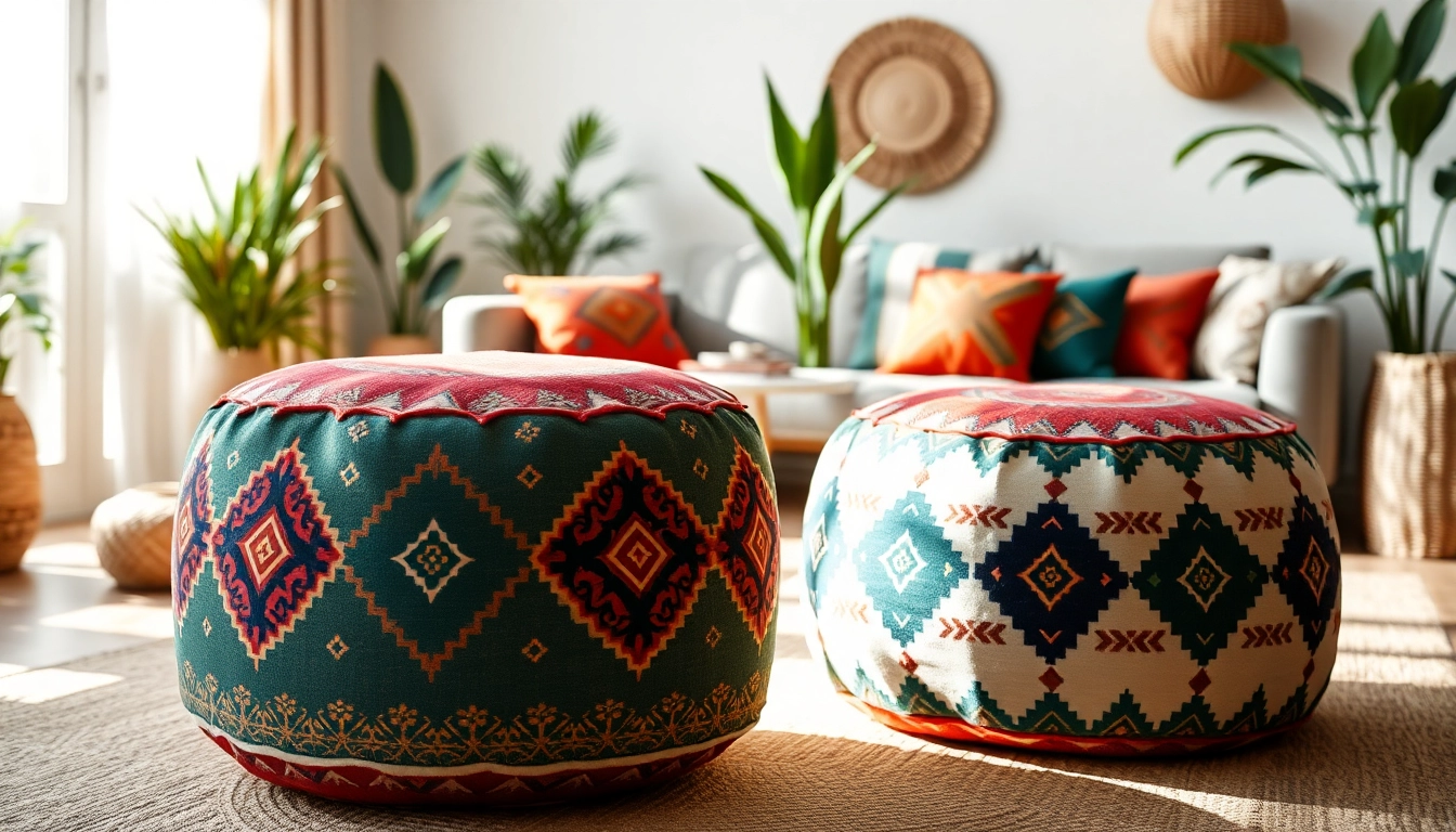 Explore https://labboho.com/collections/cactus-silk-poufs featuring luxurious Moroccan poufs with intricate designs.