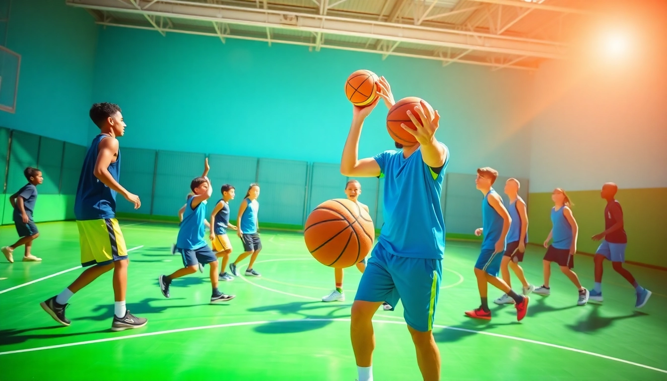 Young athletes training at Takeover Basketball Academy, showcasing teamwork and energy.