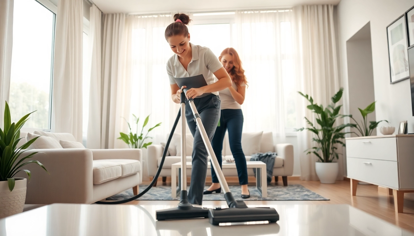 Bond cleaning Brisbane professionals efficiently cleaning a sunny apartment space.