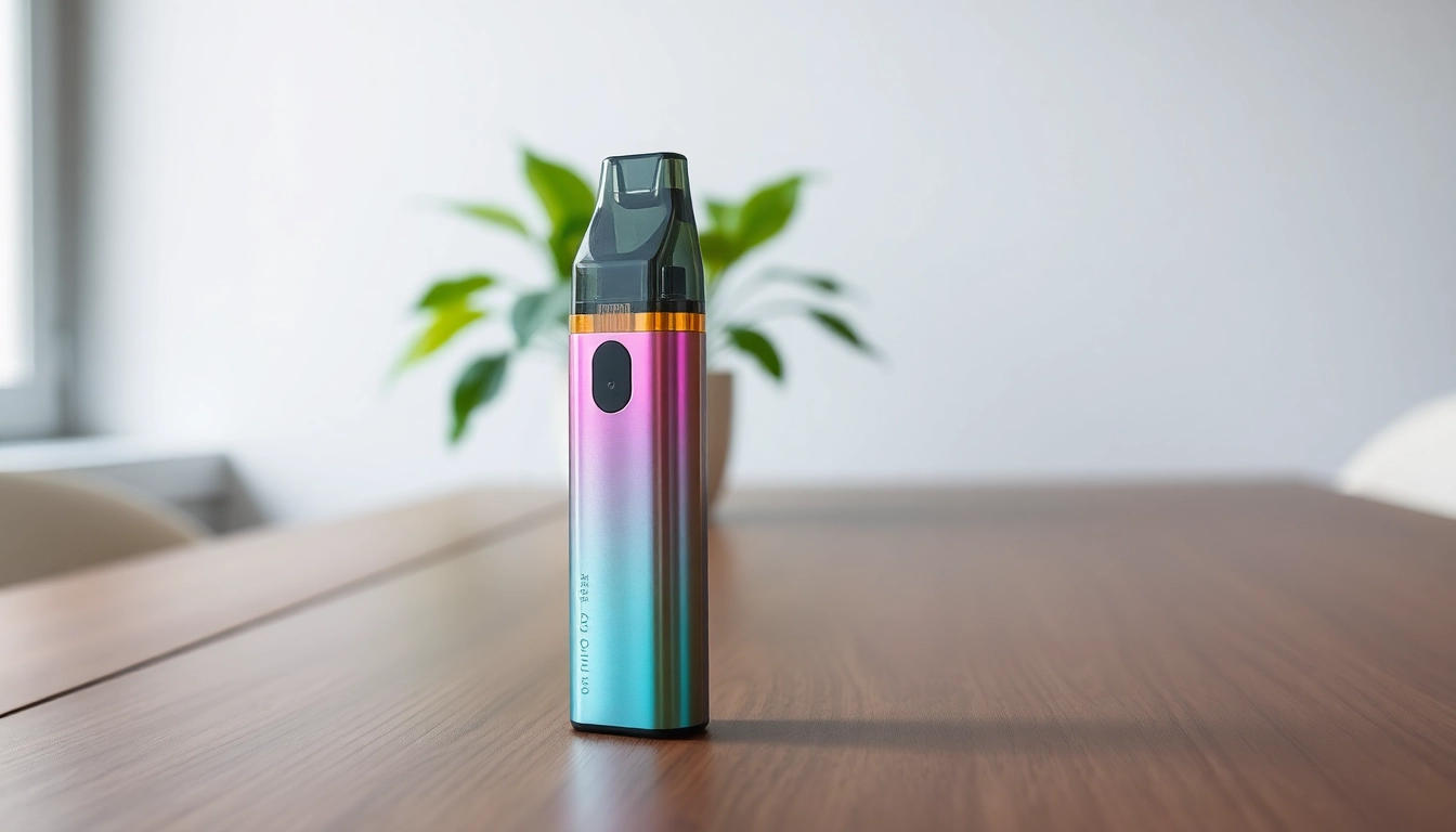 Experience the smooth design and benefits of a zero nicotine disposable vape on a stylish wooden table.