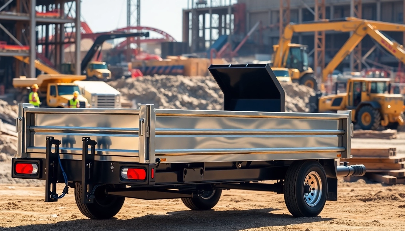 Hydraulic dump trailers for sale in action, showcasing performance and durability at a construction site.