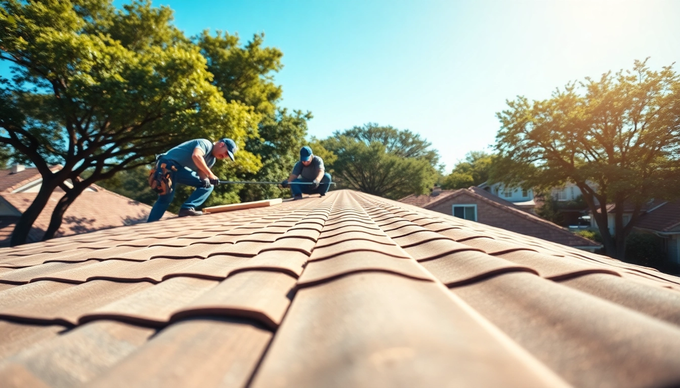 Licensed and insured roofers Austin working professionally on a residential roof in Texas.