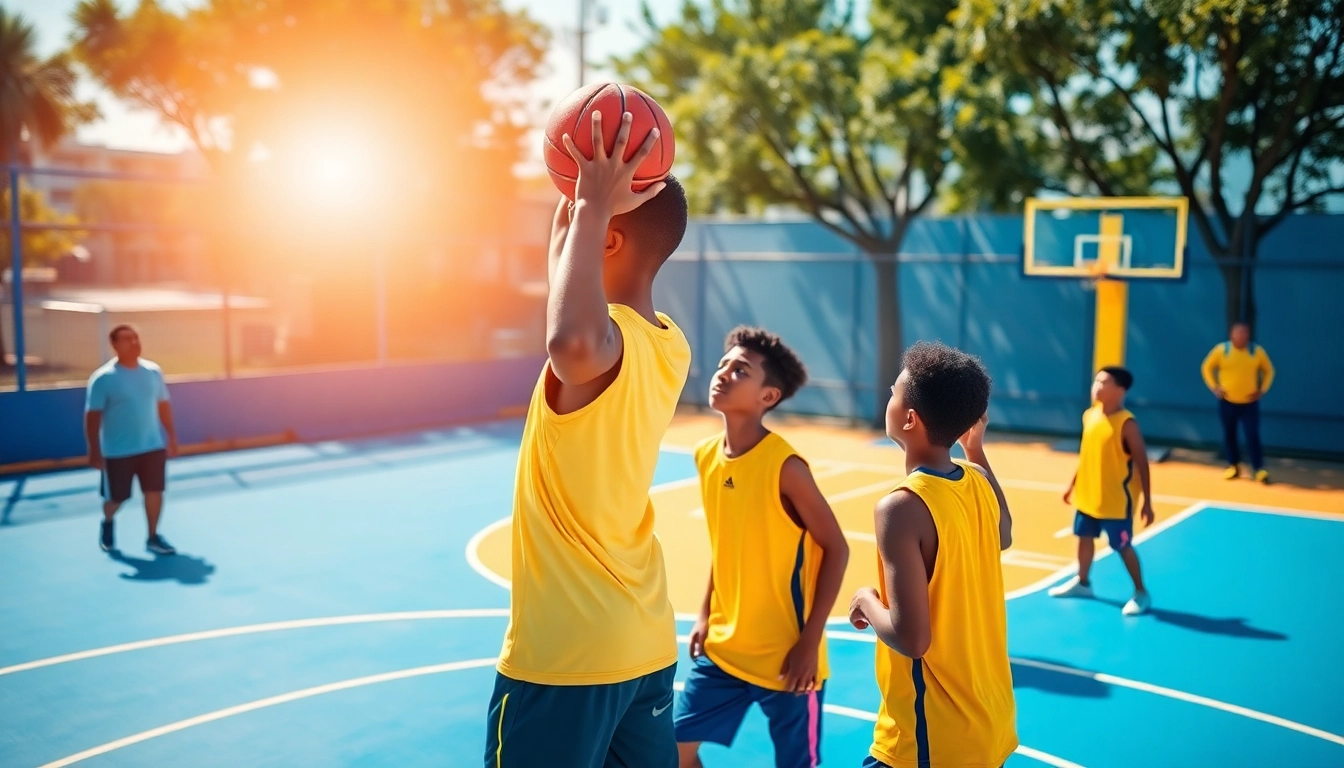 Watch athletes improve with the best basketball training programs on a dynamic outdoor court.