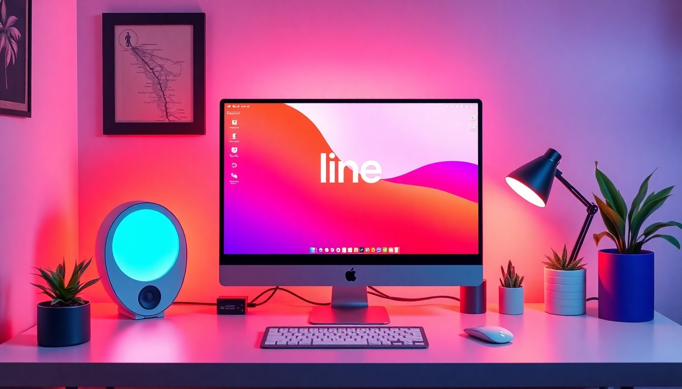 Download the line电脑版下载 application on a sleek computer interface for seamless communication.