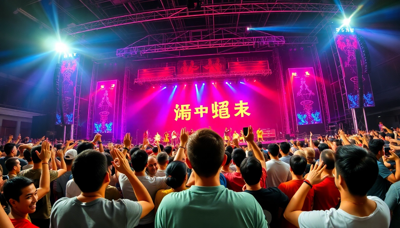 Experience 汽水音乐海外 with lively artists on stage, captivating crowds, and vibrant lighting.