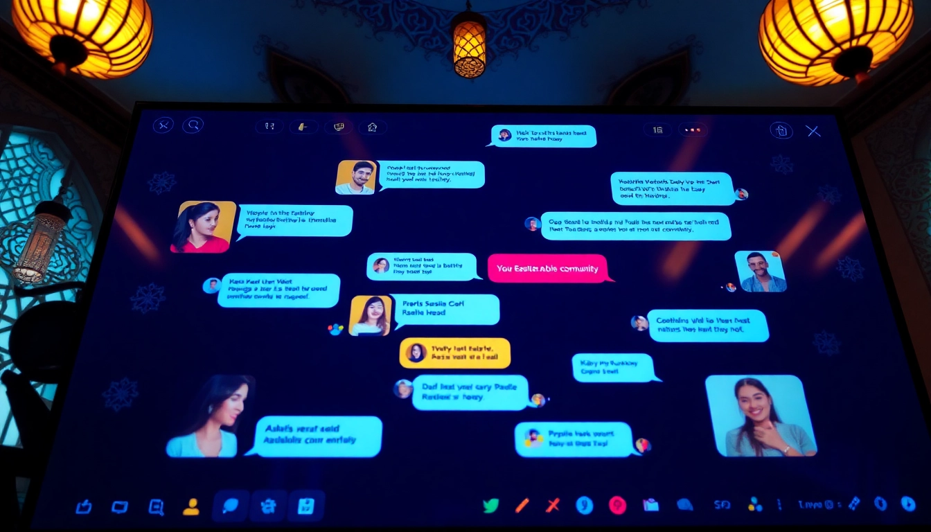 Engage in شات عمان with vibrant community chat bubbles illustrating dynamic conversations.
