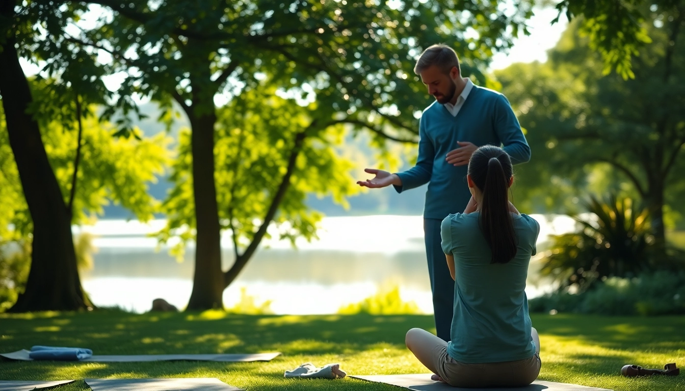 Helping to manage stress through therapy in a calming outdoor environment.