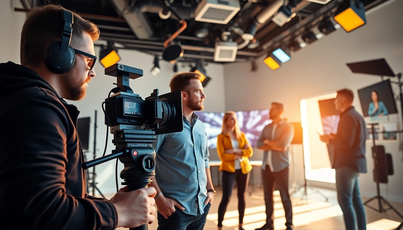 Creating a vibrant video production edmonton scene in a modern studio with a professional team.