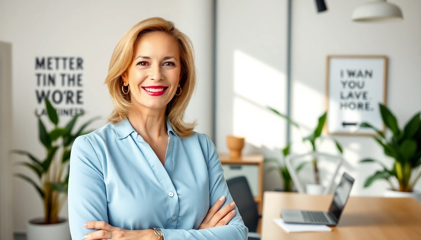 Eileen Wilder confidently posing in a modern office environment, showcasing her expertise.