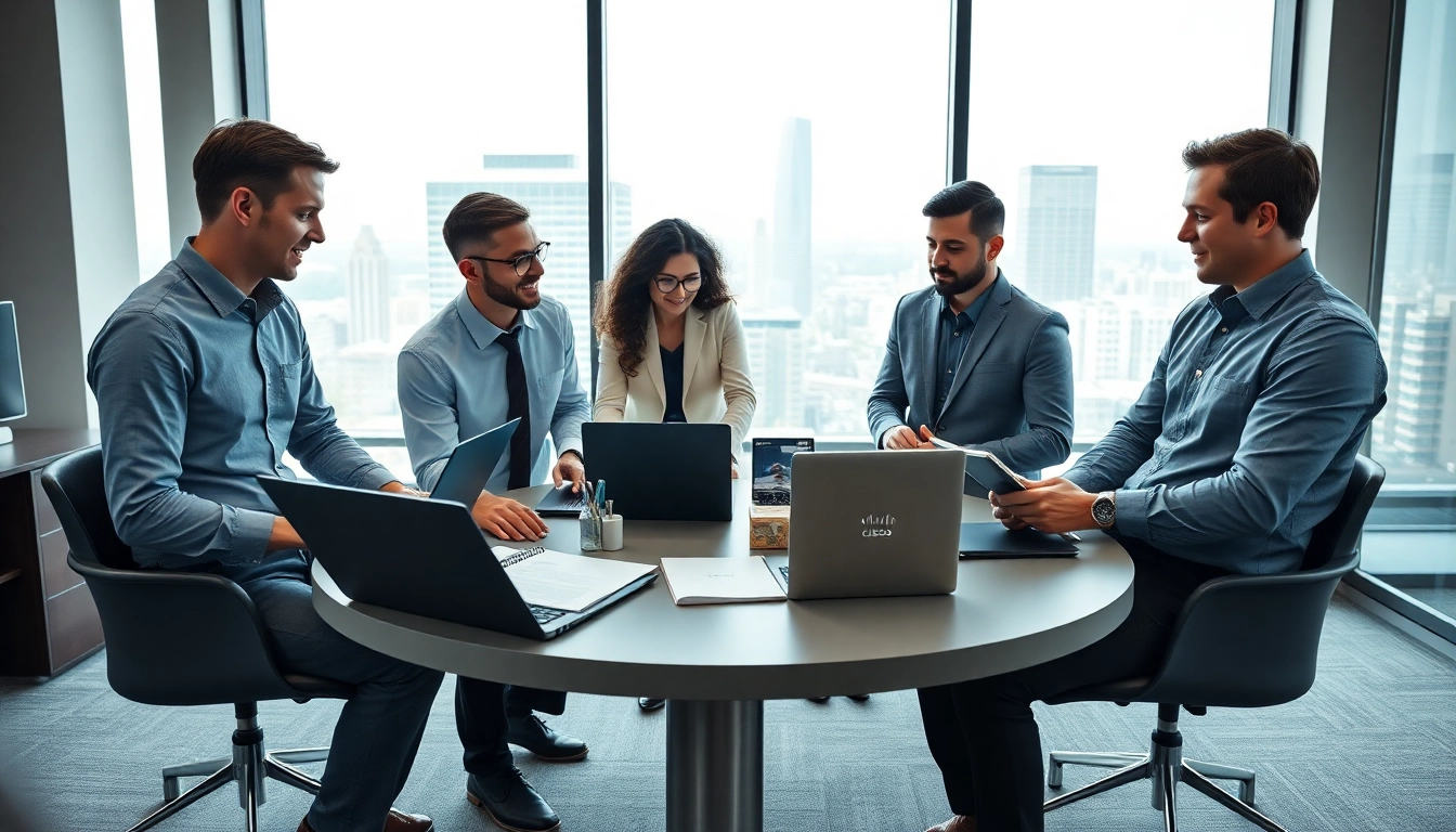 Cisco partner certification help showcased by a professional IT team in a collaborative workspace.