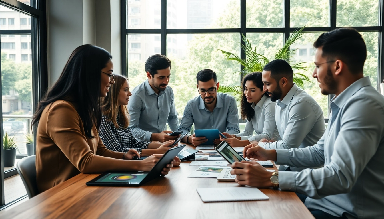 Engage with a professional cannabis marketing agency strategically collaborating in an urban environment.