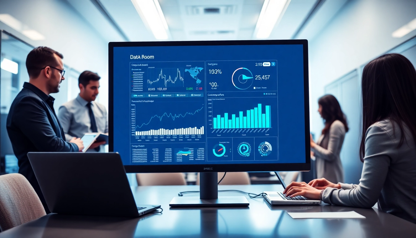 Datenräume zeigen modernen Datenraum einladend mit engagierten Kollegen.