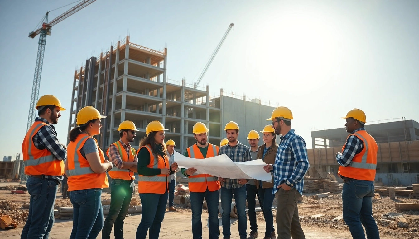 Austin construction team collaborating on a building project, enhancing teamwork and progress.