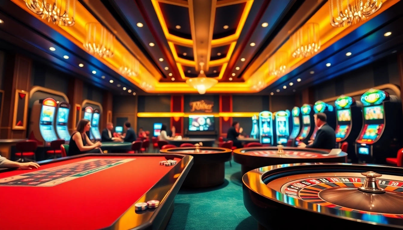 Experience the excitement of TPower casino with engaging gaming tables and vibrant atmosphere.