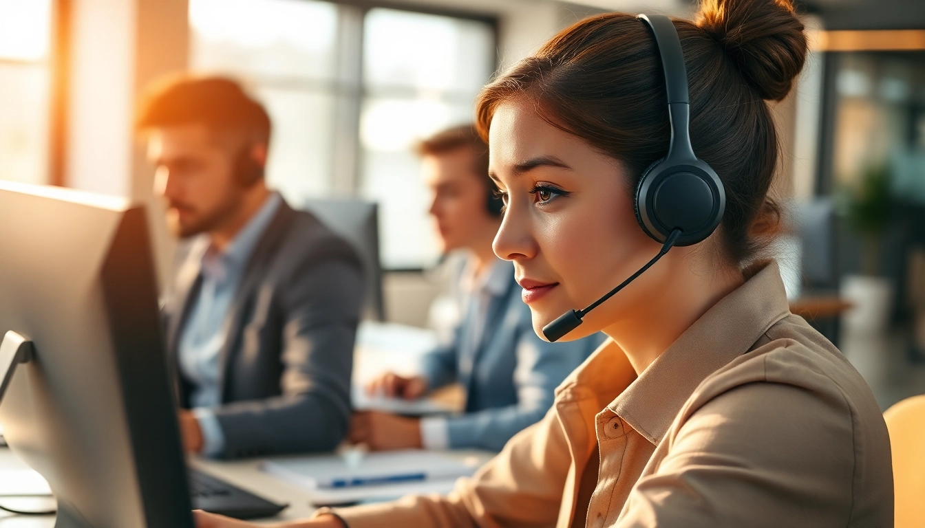 Enhance customer service Outscoring with a focused agent engaging in a modern office.