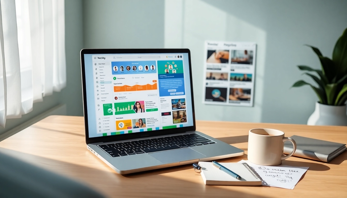 Optimize social media and blog automation with sleek dashboard displaying vibrant content.