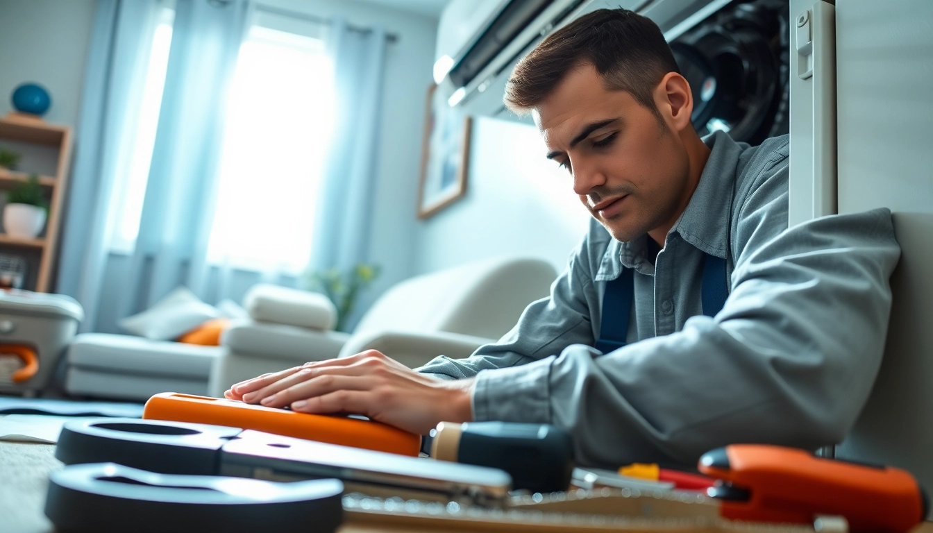 Expert performing ac repair glendale az in a well-lit home environment, showcasing professionalism.
