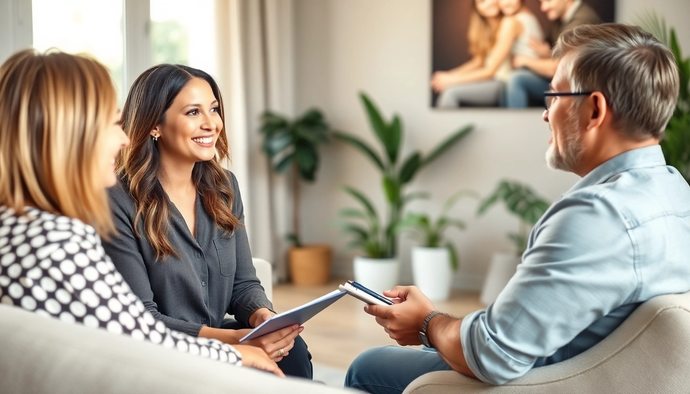 Engaging session with a relationship coach in a warm counseling setting, fostering communication.