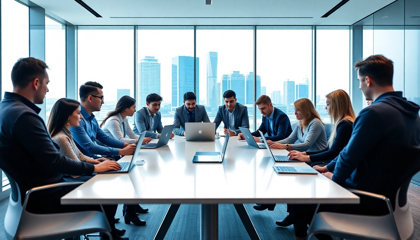 Engaged team discussing Markham IT Services in a modern office environment.