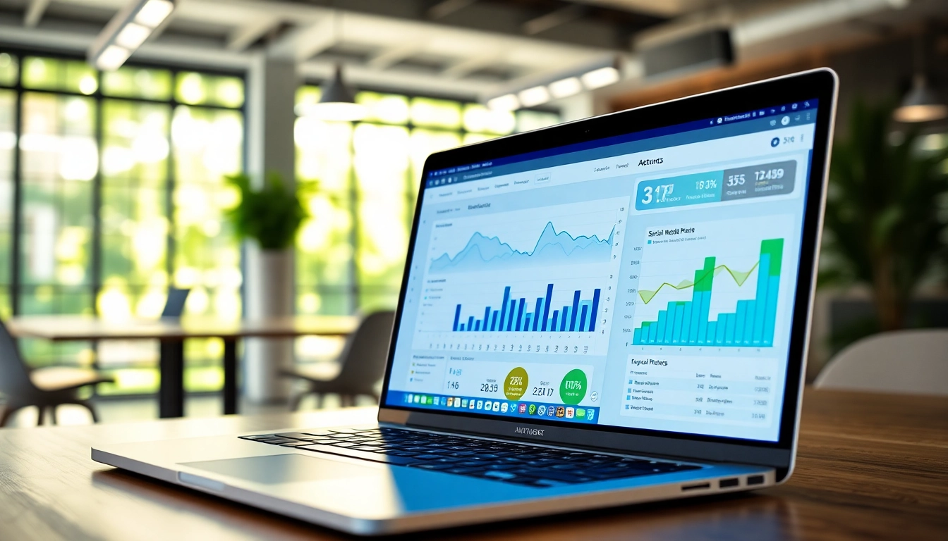Visual representation of social media and blog automation tools, featuring a dynamic digital workspace.
