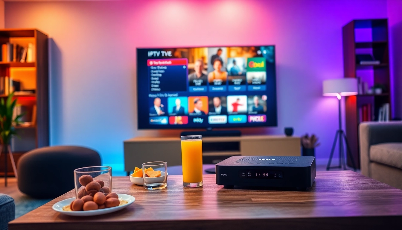 Comprar Listas IPTV en un ambiente acogedor, con una TV mostrando canales en streaming.