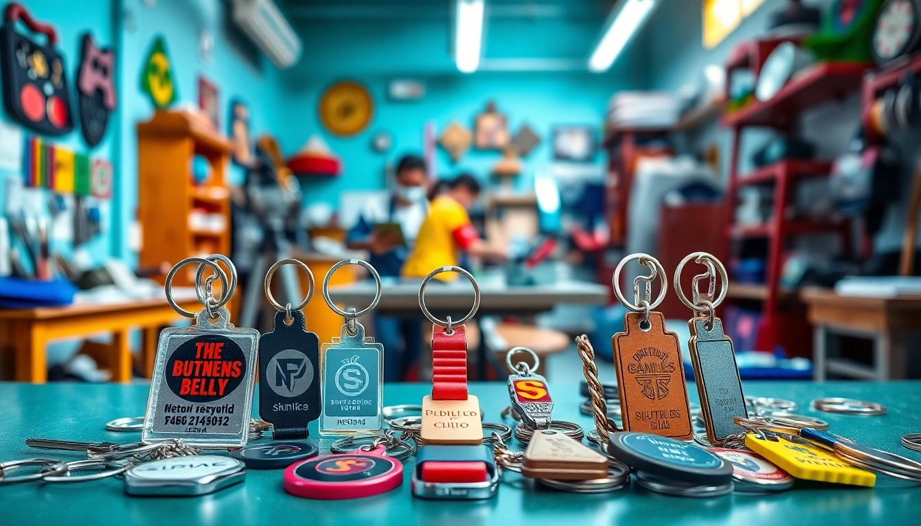 Design your unique customized keychain with vibrant styles and materials in a creative workspace.