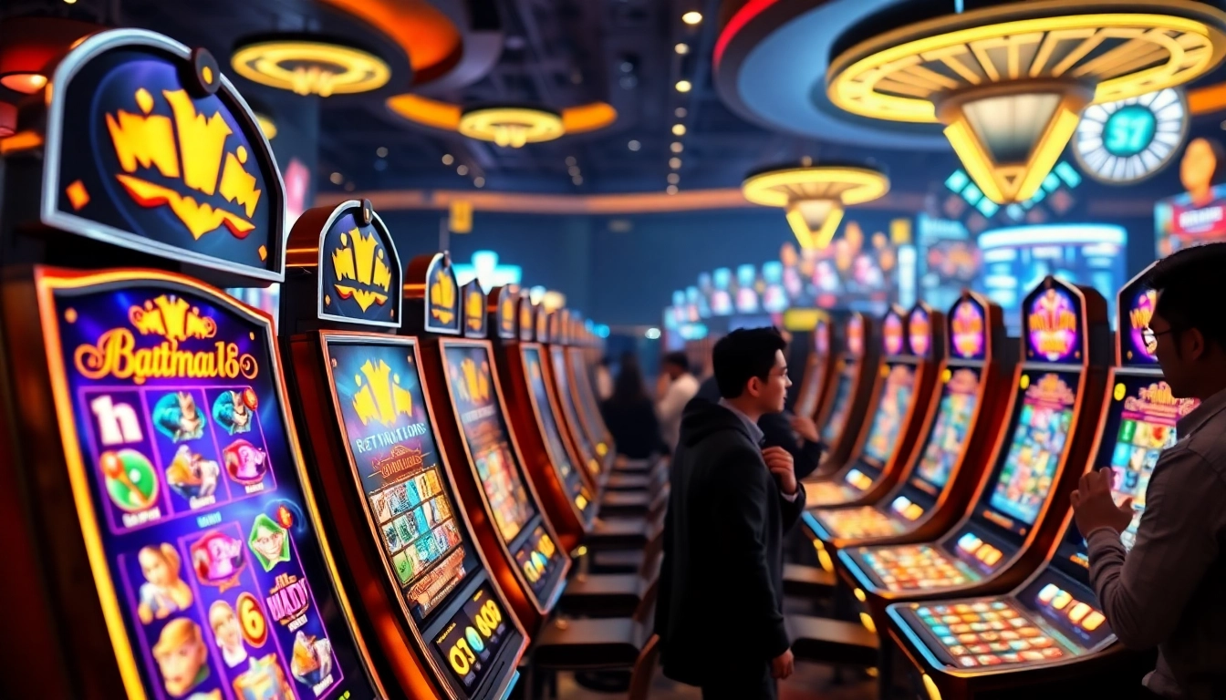Rasakan pengalaman bermain batman138 Slot dengan suasana kasino yang menarik dan penuh warna.