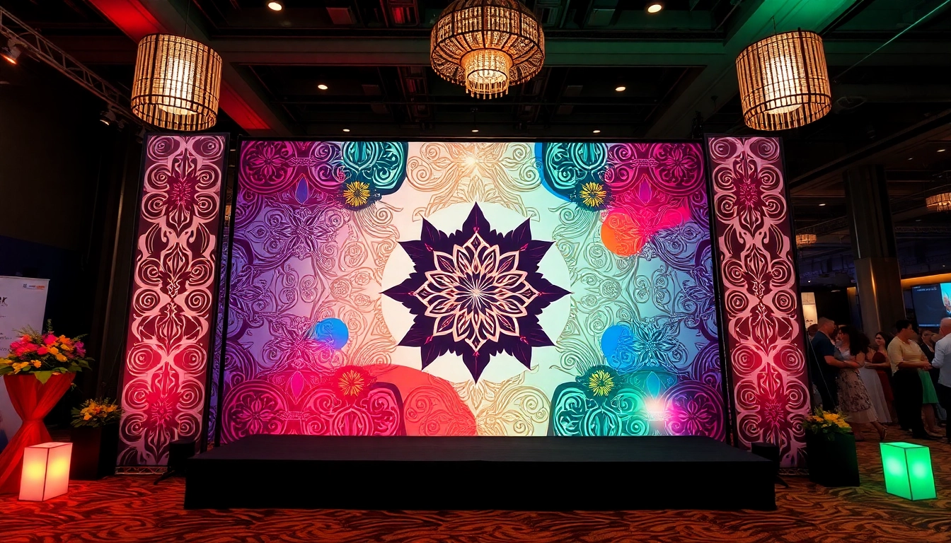 Custom event backdrops Singapore enhancing a lively event atmosphere with vibrant designs.