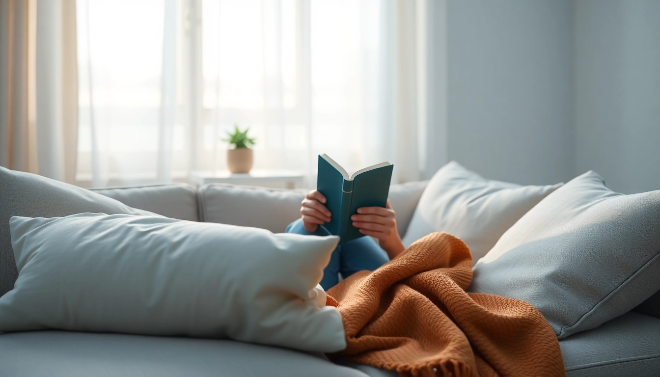 Person reflecting in a cozy setting while dealing with depression, surrounded by calming decor.