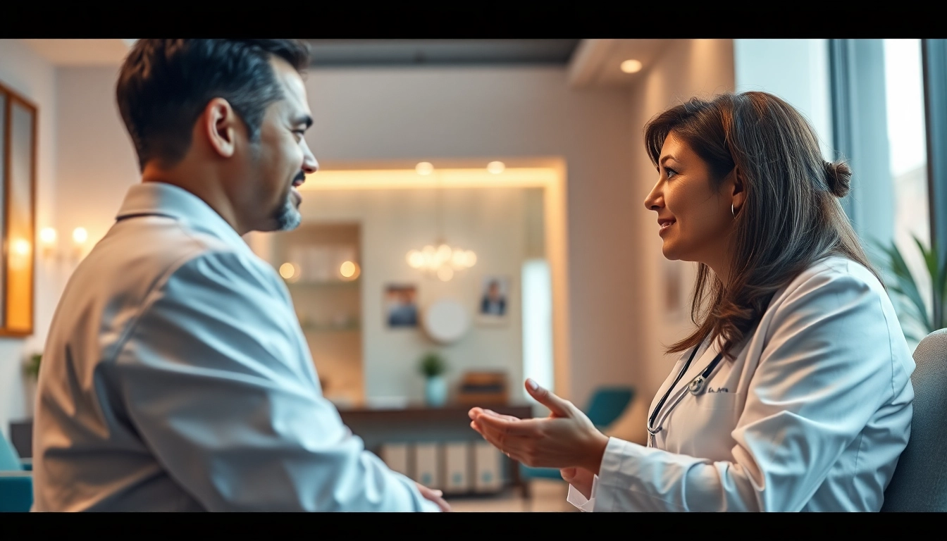 Concierge doctor las vegas engaging with a patient in an upscale medical office, highlighting personalized healthcare.