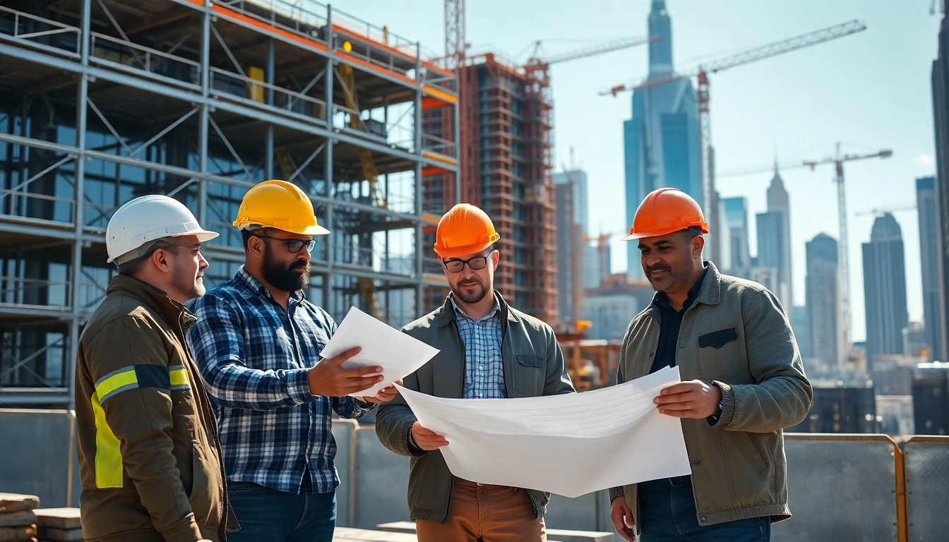 Manhattan Commercial General Contractor leading a construction team amidst a busy skyline.