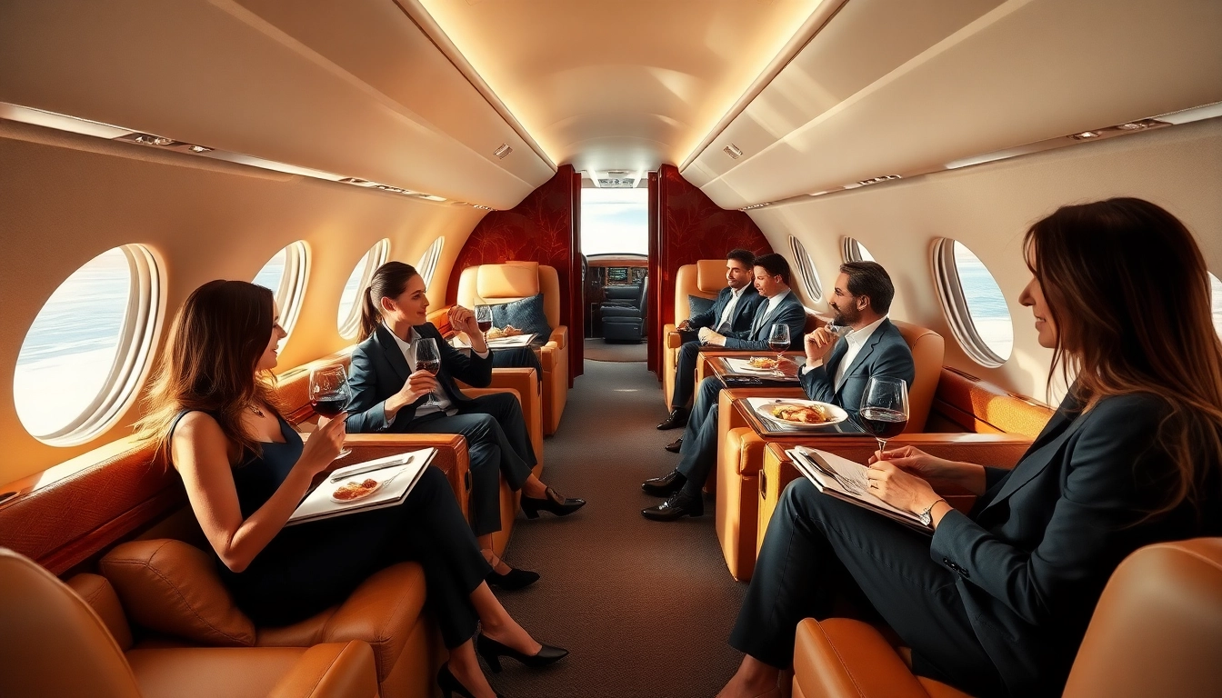 Experience exclusive private jet membership within a luxurious setting with plush interiors and gourmet service.