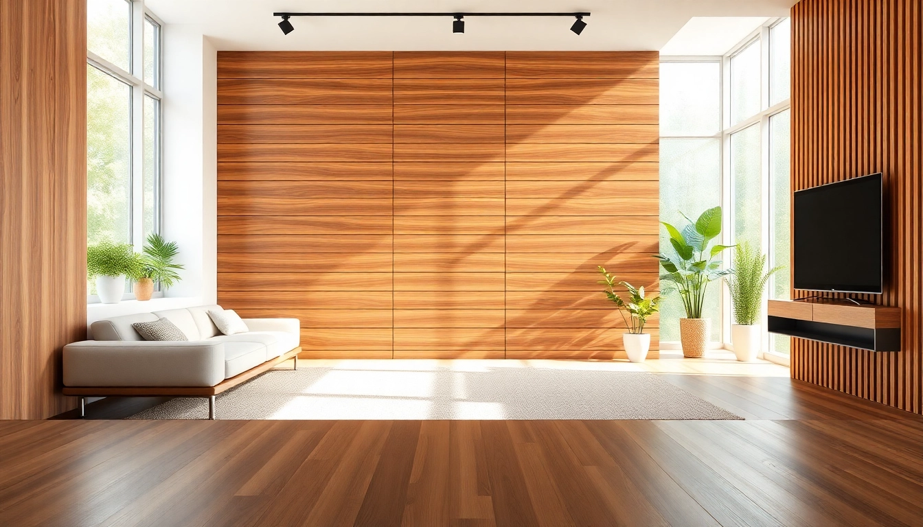 Enhance your home with an interior wood slat wall featuring modern design elements and warm tones.