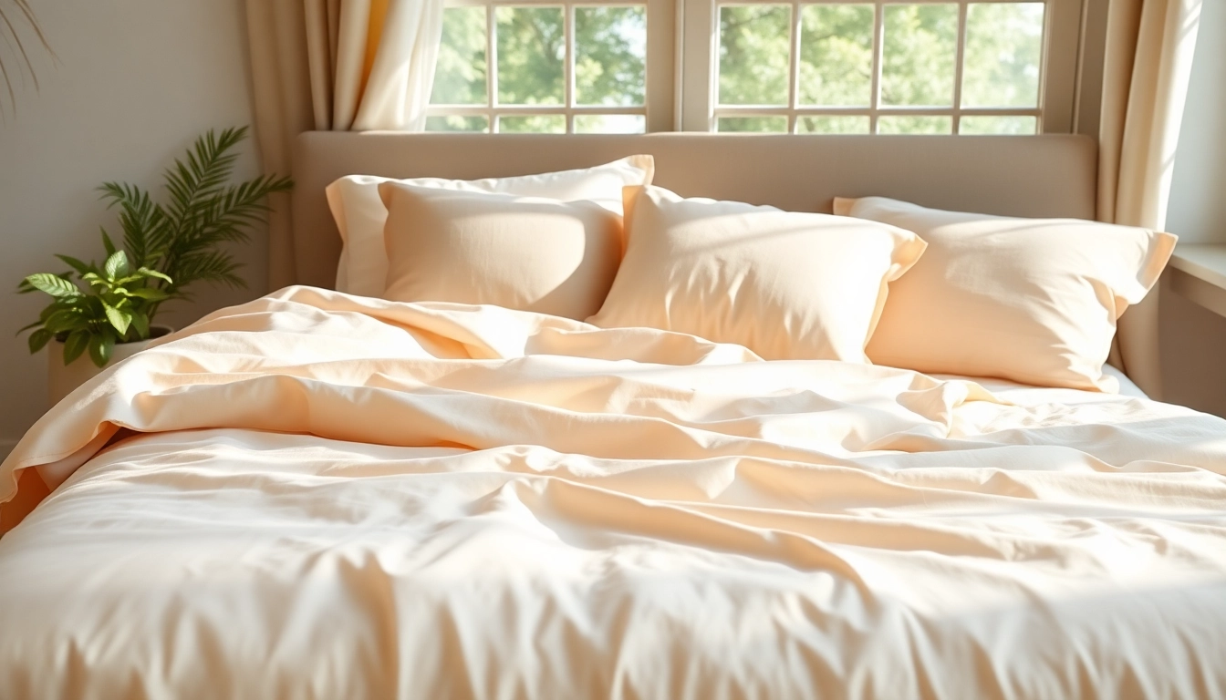 Enhance comfort with luxurious Bamboo bedding sets displayed in a cozy bedroom setting.