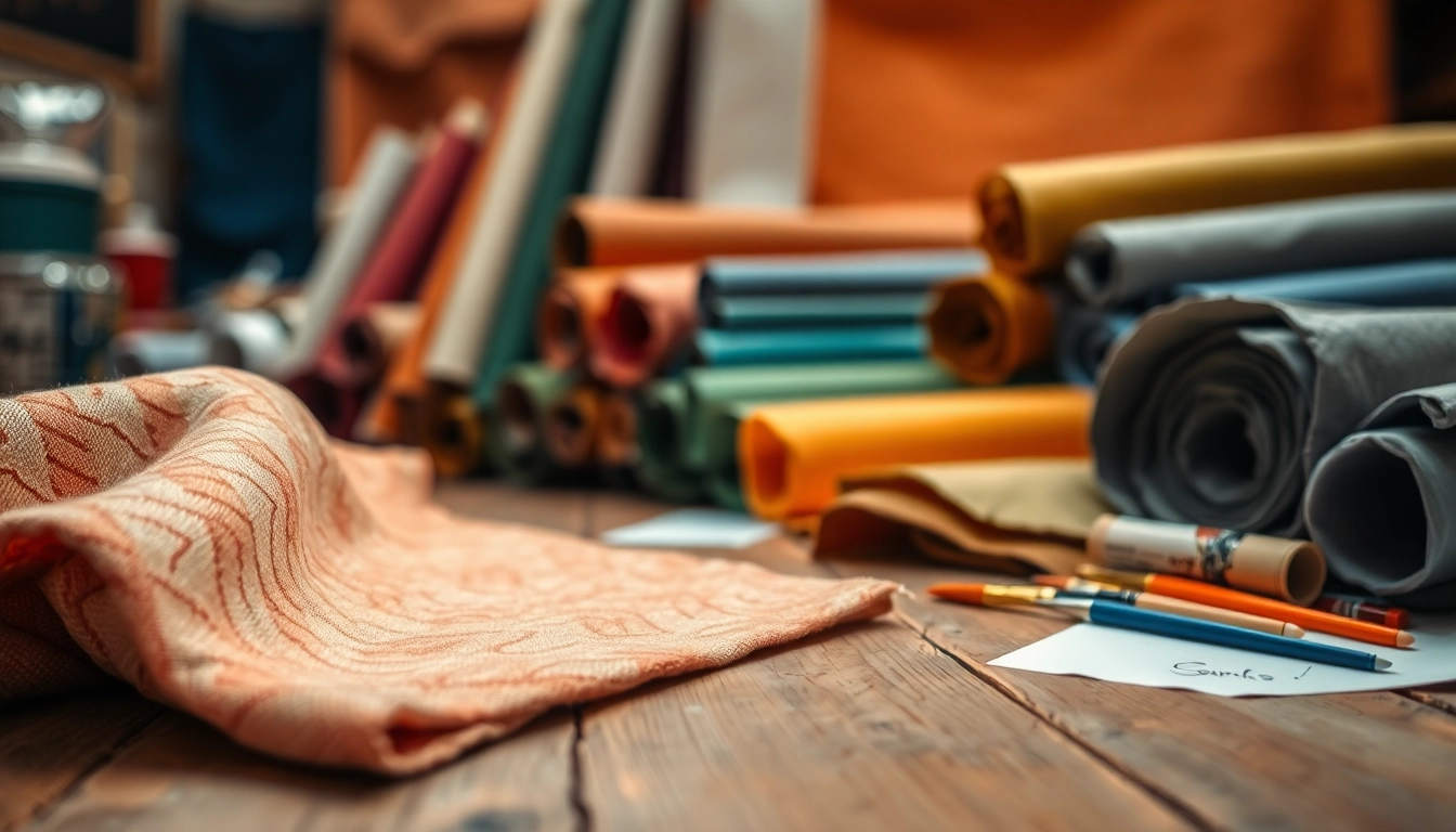 Canvas materialen en texturen artistiek gepresenteerd op een houten tafel.