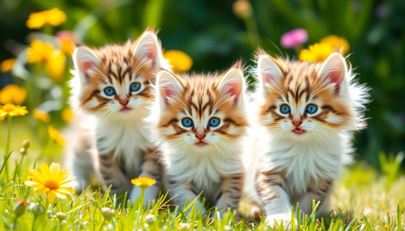 Adopt Maine Coon kittens for sale California in a bright garden with playful kittens.