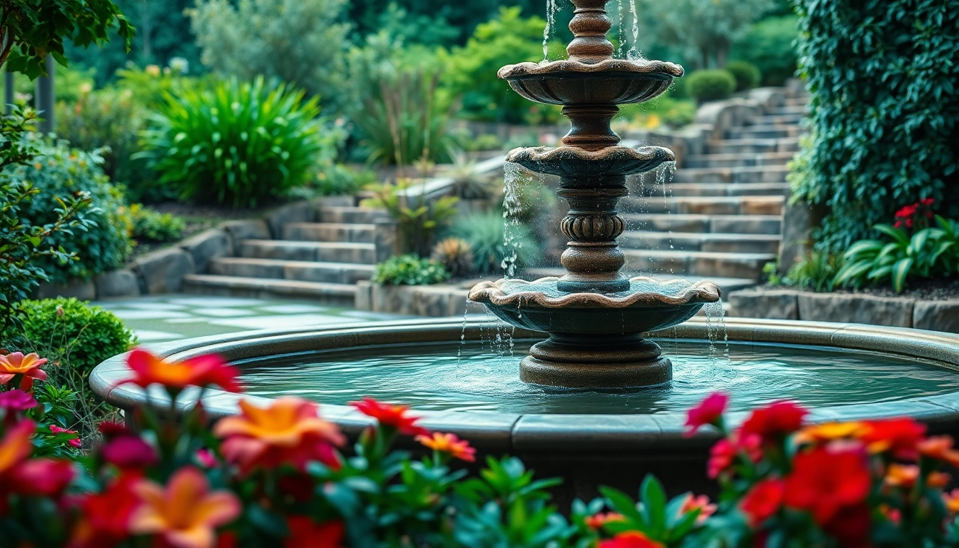 Décorez votre espace extérieur avec une fontaine en cascade pittoresque.