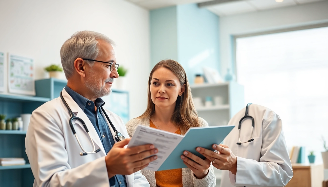 Xanax buy online consultation between a physician and patient in a clinic.