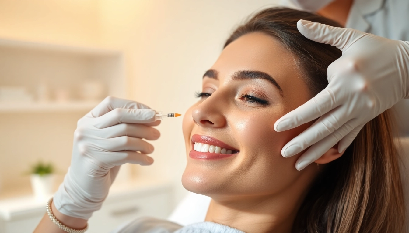 Performing facial balancing with fillers to enhance symmetry and beauty in a serene medical spa setting.