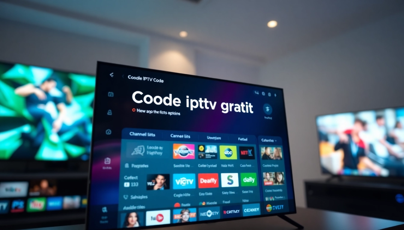 Un aperçu du service IPTV avec Code iptv gratuit affiché sur l'interface moderne.