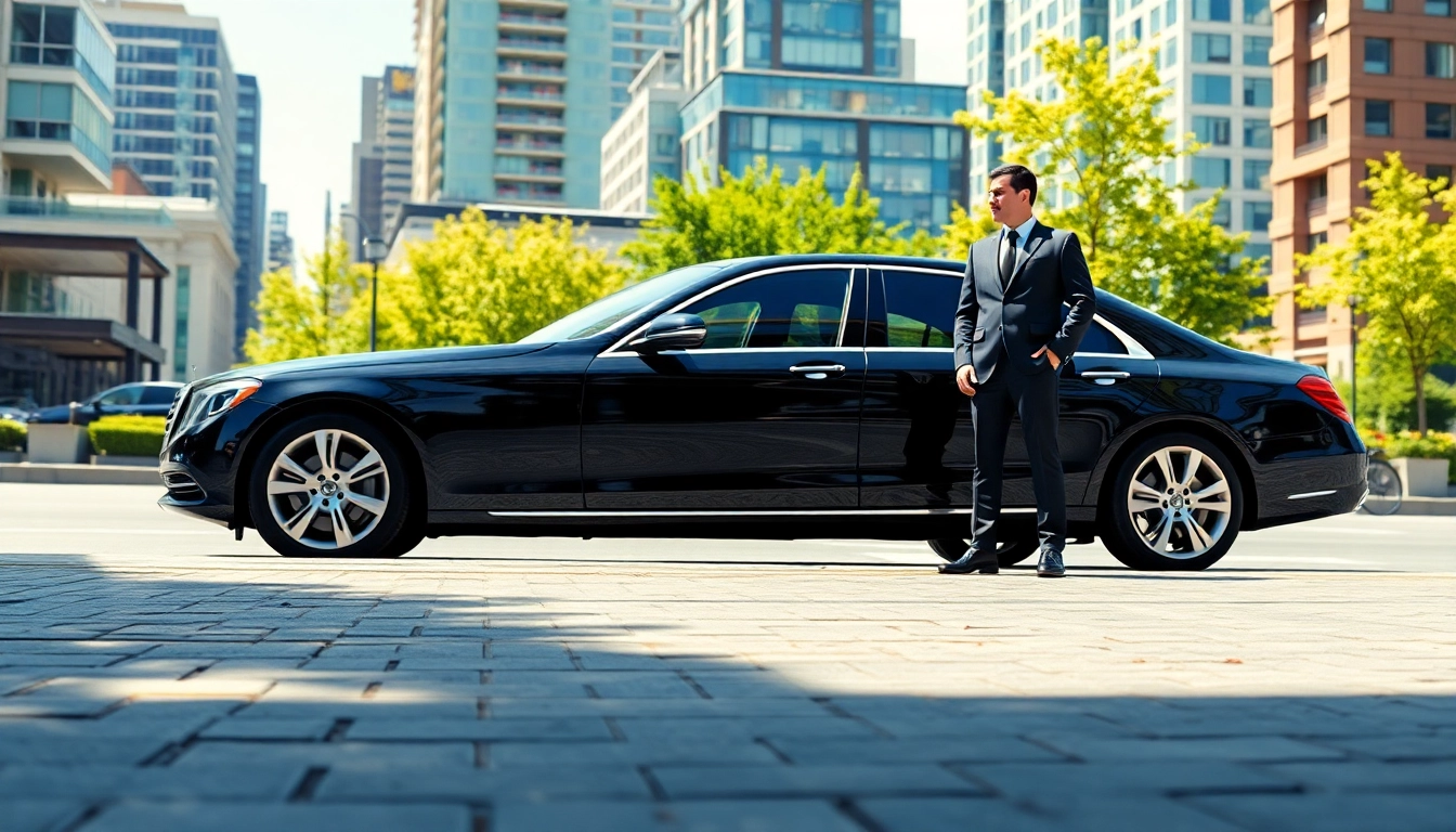 Experience the elegance of a vancouver chauffeur service with a luxury sedan in Vancouver's urban landscape.