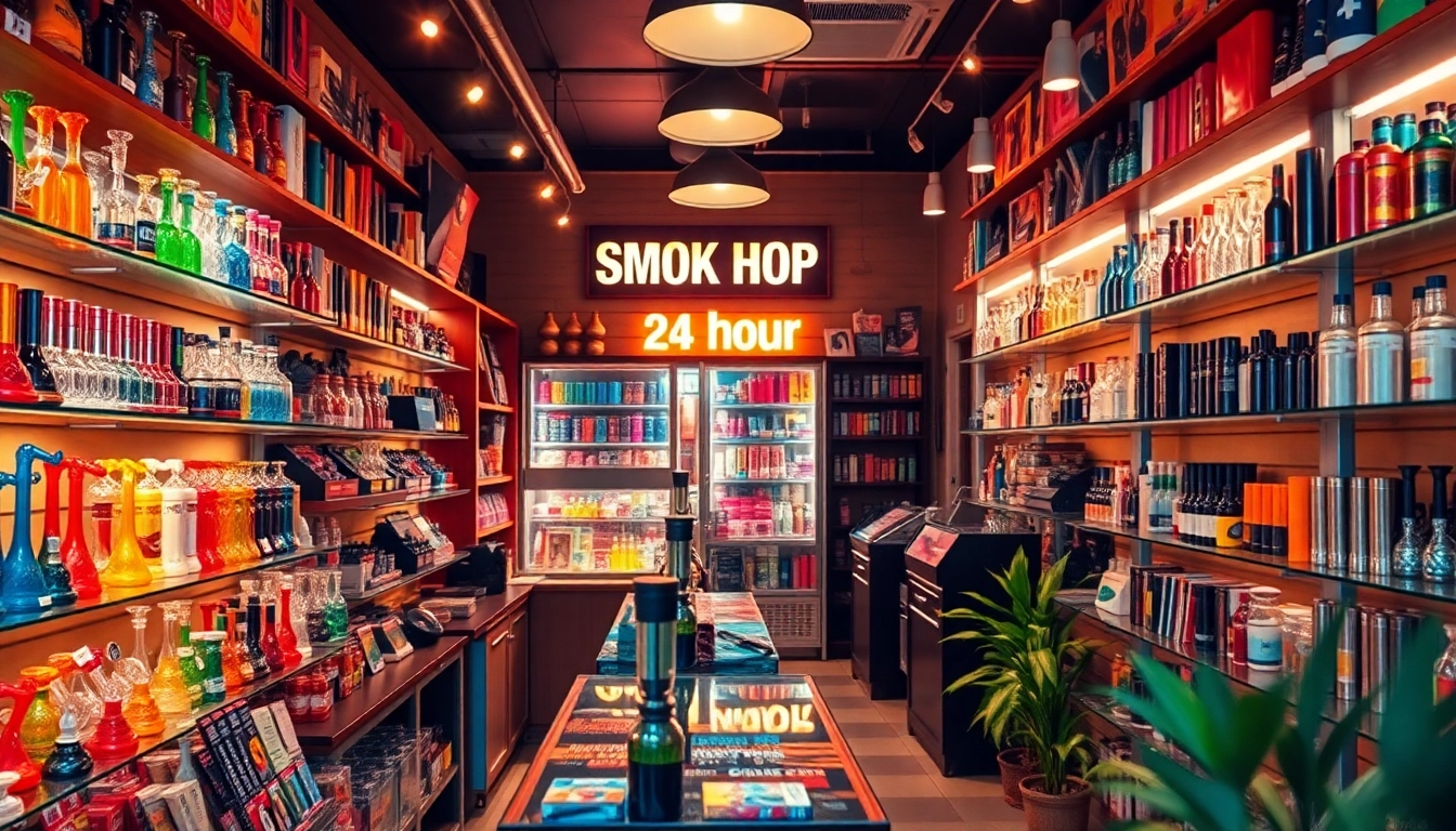 Shop for various products at a 24 Hour Smoke Shop near me Miami with colorful displays.